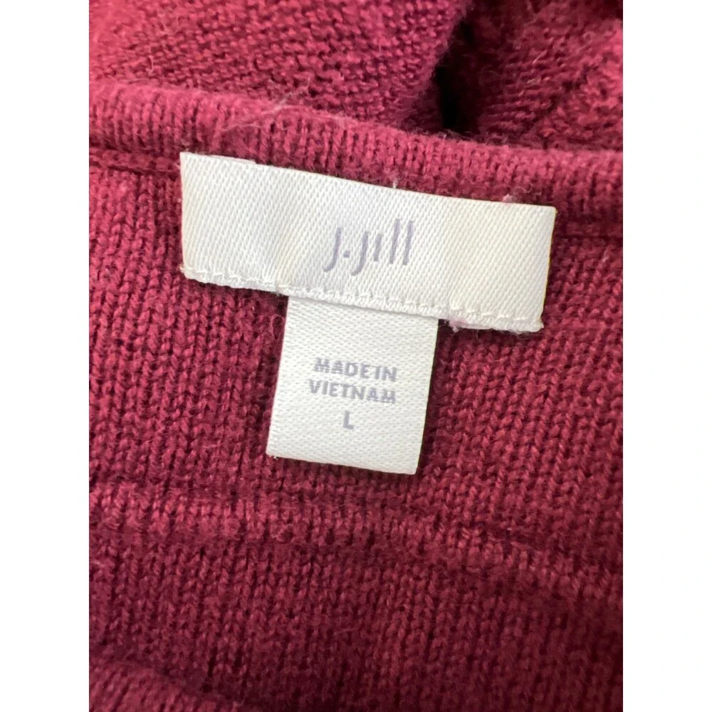 J Jill Women's Burgundy Knit Boat Neck Long Sleeve Sweater - L